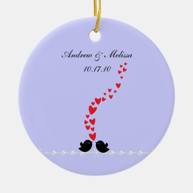 Wedding Date; Married Our First Christmas Ceramic Ornament (Front)