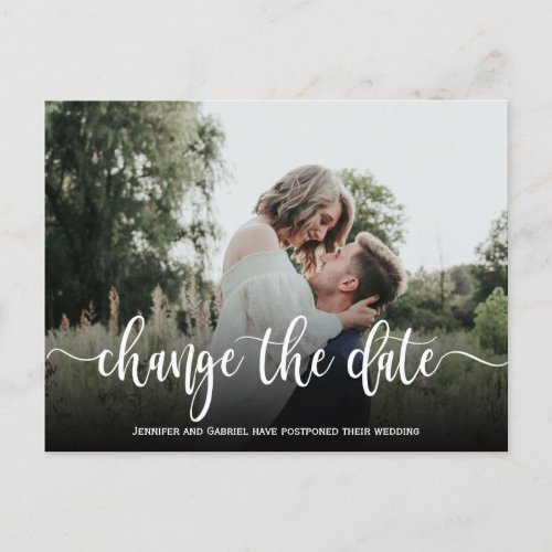 Wedding Date Postponed Simple Photo Announcement Postcard