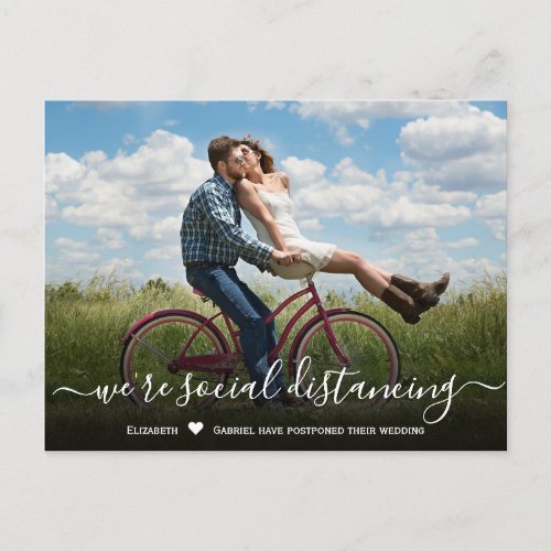 Wedding Date Postponed Simple Photo Announcement Postcard