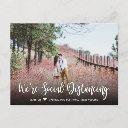 Wedding Date Postponed Simple Photo Announcement Postcard