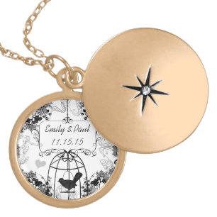 Wedding Date Vintage Birdcage Anniversary Necklace