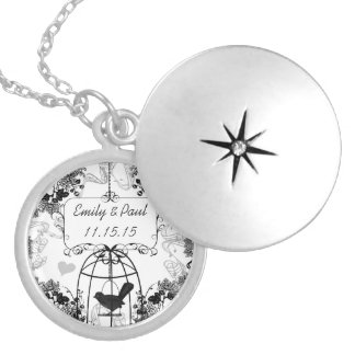 Wedding Date Vintage Birdcage Anniversary Necklace