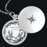 Wedding Date Vintage Birds Anniversary Necklace<br><div class="desc">Keepsake Necklaces Choose either Silver Plated or Sterling Silver</div>