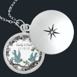 Wedding Date Vintage Birds Anniversary Necklace<br><div class="desc">Keepsake Necklaces Choose either Silver Plated or Sterling Silver</div>