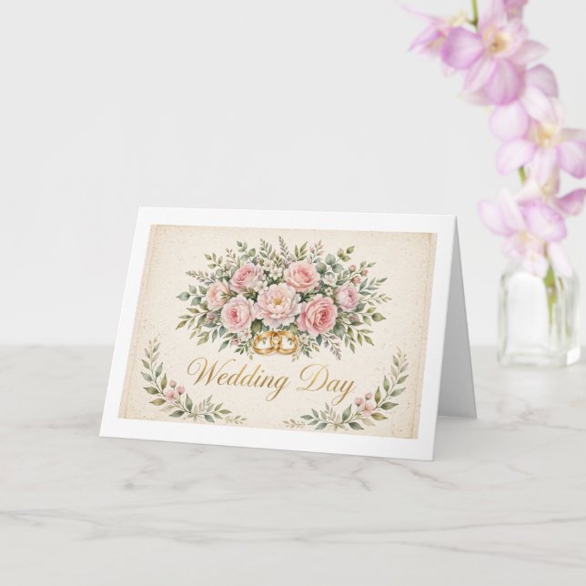 Wedding day blank card  (Orchid)