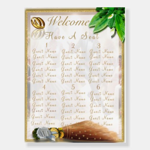 Wedding Day Bliss Elegant Seating Chart Foam Board