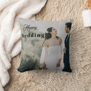"Wedding Day Bliss" Personalized Newlywed Couple Throw Pillow
