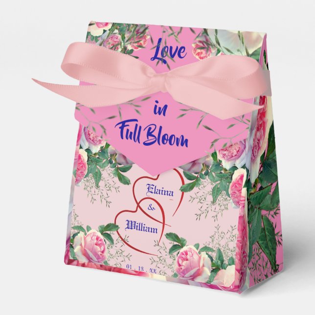 Wedding Day Blooming Love  Favor Boxes (Front Side)