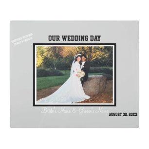 Wedding Day Bride and Groom Guest Signature Metal Print