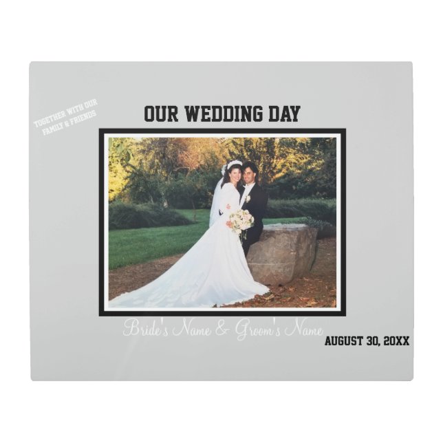 Wedding Day Bride and Groom Guest Signature Metal Print (Front)