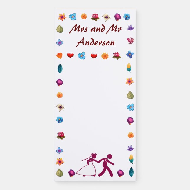 Wedding Day  Bride & Groom Grocery Shopping list Magnetic Notepad (Front)