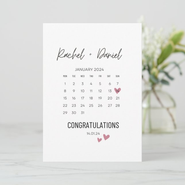Wedding Day Card, On Your Wedding Day Card, Calend Save The Date (Standing Front)