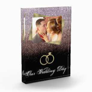 Wedding Day Chic Faux Glitter Foil Rings Photo Block