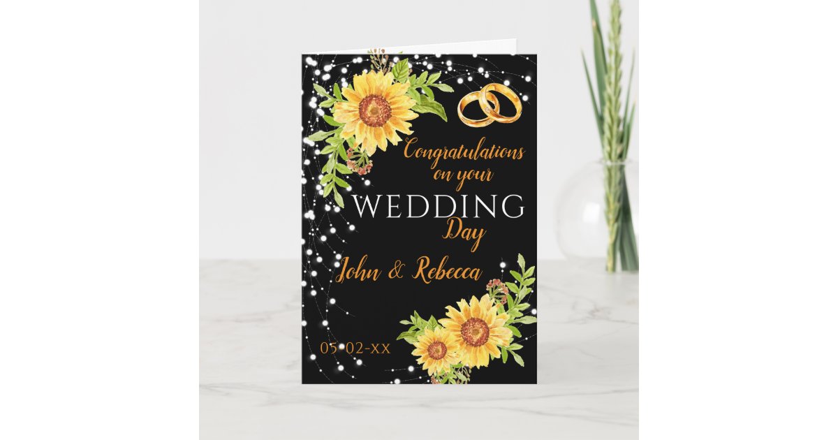 Wedding Day Congratulations Floral Sunflower Card | Zazzle