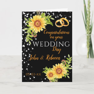 Wedding Day Congratulations Floral Sunflower Card