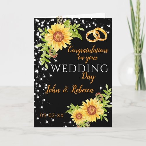 Wedding Day Congratulations Floral Sunflower  Card