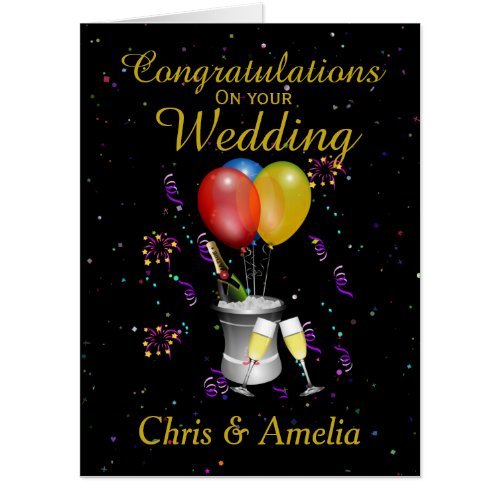 Wedding Day Congratulations Sparkling Wine Jumbo Card