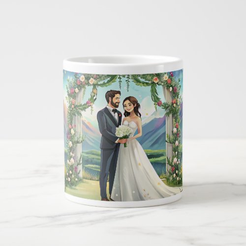 Wedding Day Couple Mug with Stunning Landscape