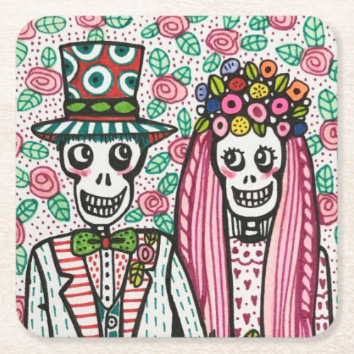 Wedding Day Couple Paper Coaster by Ray Dust