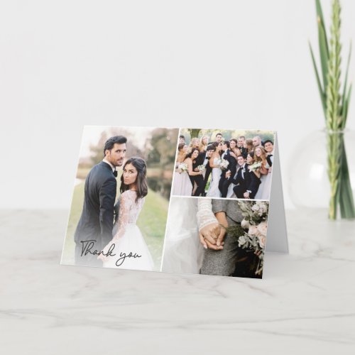 Wedding Day Custom Photo Collage Thank You Card