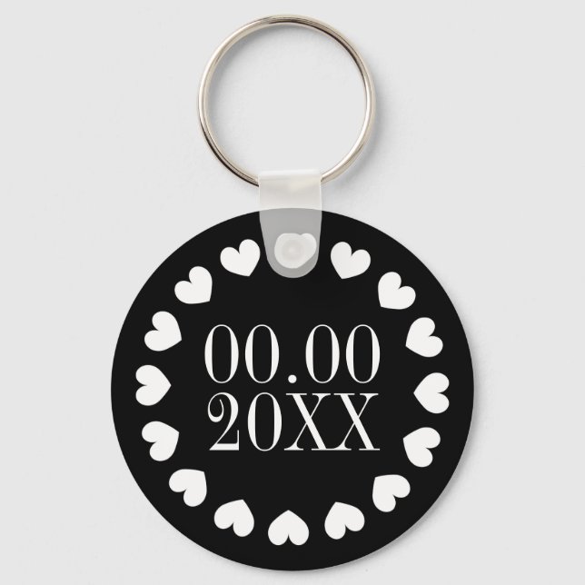 Wedding day date anniversary reminder heart keychain (Front)