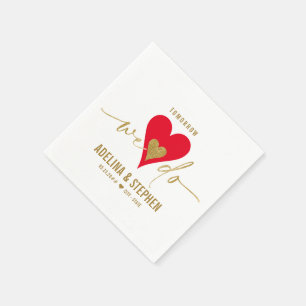 Wedding Day Elegant Heart We Do Rehearsal Dinner Napkins