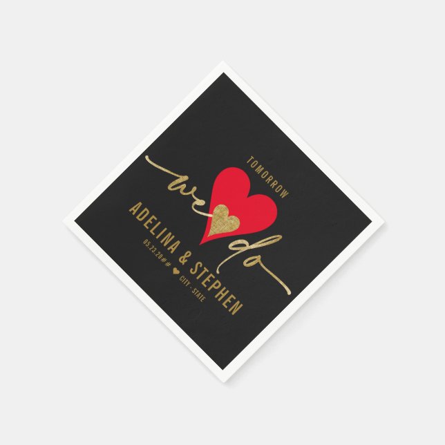 Wedding Day Elegant Heart We Do Rehearsal Dinner Napkins (Corner)