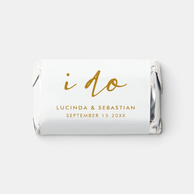 Wedding Day Elegant Minimal Simple Gold and White Hershey's Miniatures (Front)