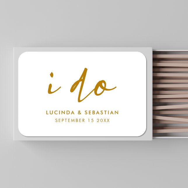 Wedding Day Elegant Minimal Simple Gold and White Matchboxes (Creator Uploaded)