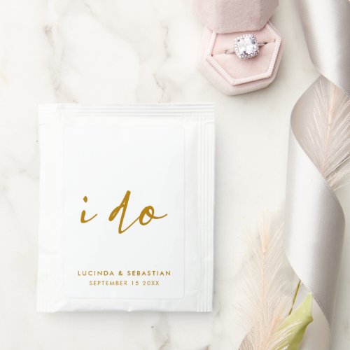 Wedding Day Elegant Minimal Simple Gold and White Tea Bag Drink Mix