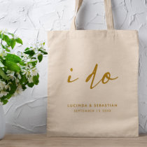 Wedding Day Elegant Minimal Simple Gold Script Tote Bag