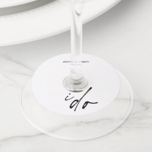 Wedding Day Elegant Script I Do Wine Glass Tag