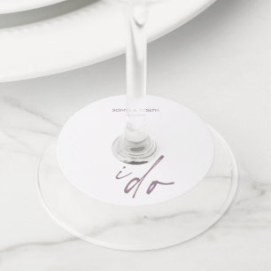 Wedding Day Elegant Script I Do Wine Glass Tag