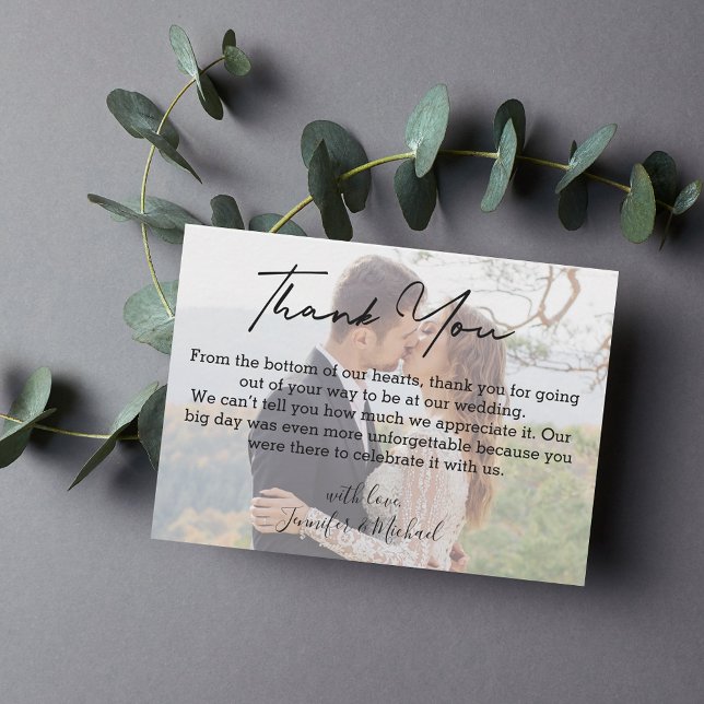 wedding day faded photo chic  thank you note card (Creator Uploaded)