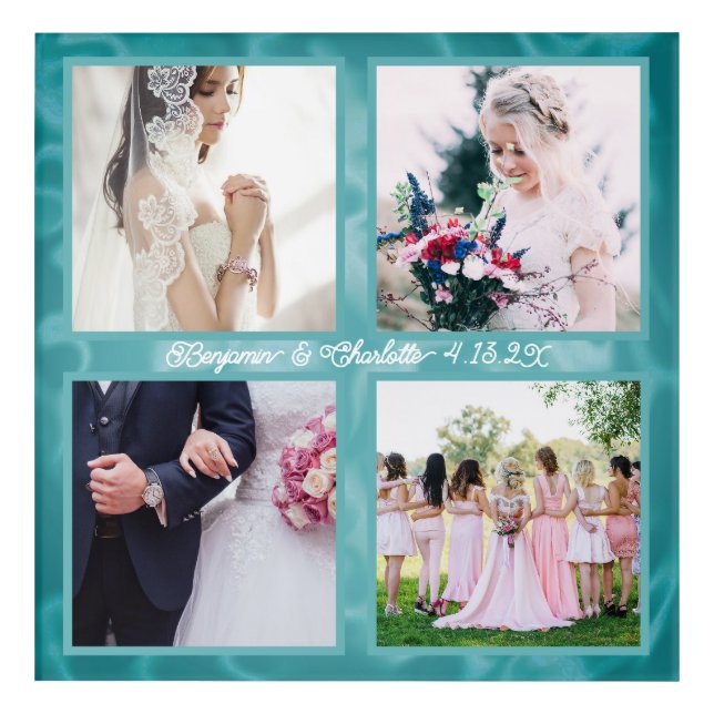 Wedding Day Four Photos Newlywed Gift Acrylic Print (Front)