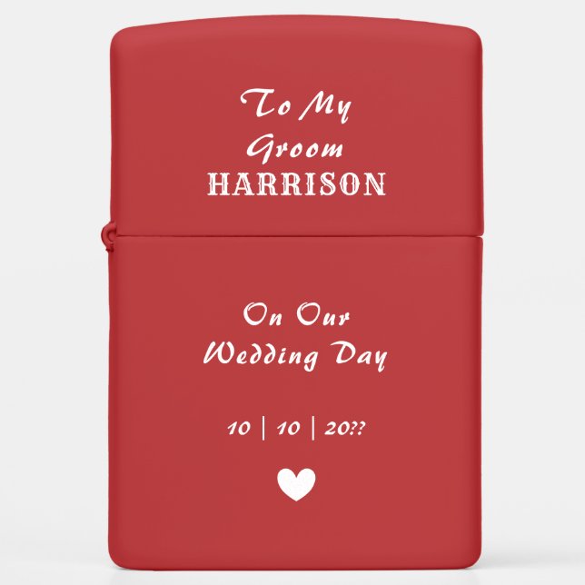 Wedding Day Groom Personalized Zippo Lighter (Front)