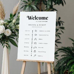 Wedding Day Infographic Timeline Welcome Sign