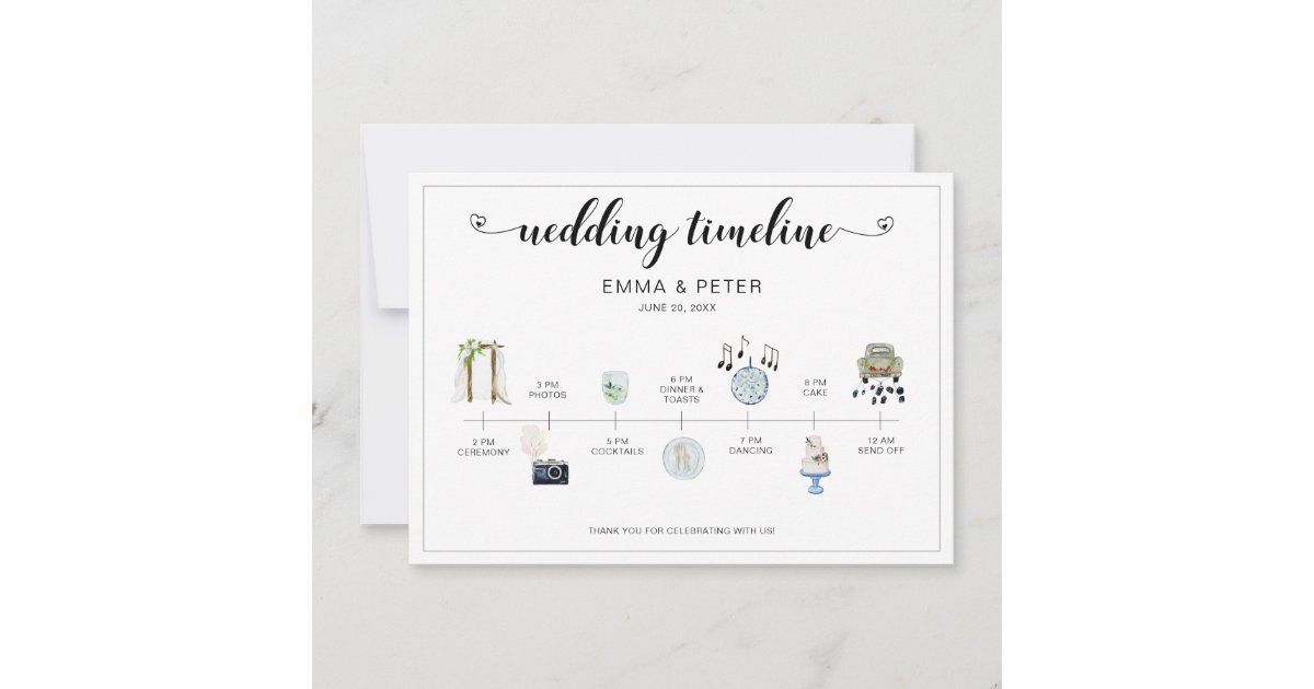 Wedding Day Itinerary Timeline Program Zazzle Com