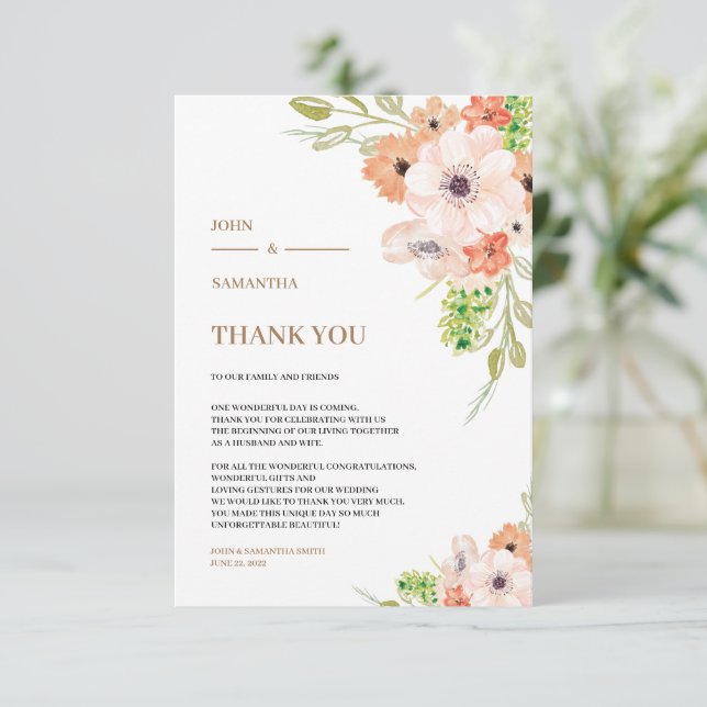 Wedding Day - John & Samantha Thank You Card (Standing Front)