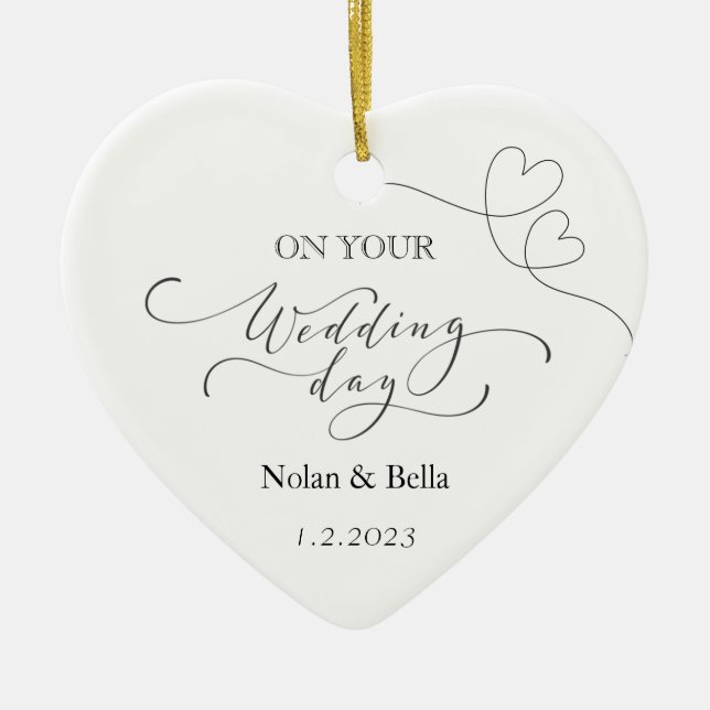 Wedding Day Keepsake - Marriage Christmas Ornament (Front)