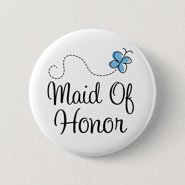 Wedding Day Maid of Honor Blue Button (Front)