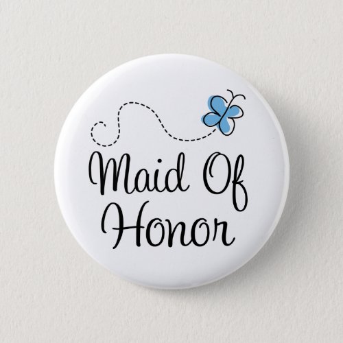 Wedding Day Maid of Honor Blue Button