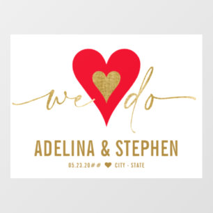 Wedding Day Minimal Simple Gold and White Marriage Wall Decal