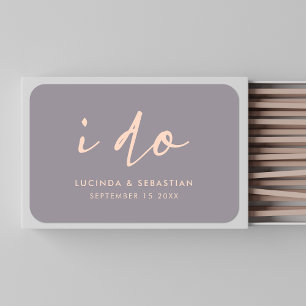 Wedding Day Modern Elegant Script I Do Gray Matchboxes