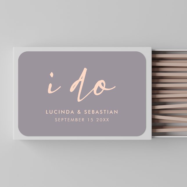 Wedding Day Modern Elegant Script I Do Gray Matchboxes (Creator Uploaded)