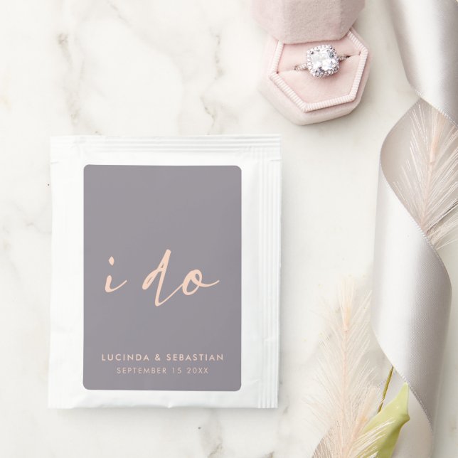 Wedding Day Modern Elegant Script I Do Gray Tea Bag Drink Mix (Wedding)