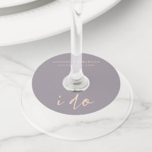 Wedding Day Modern Elegant Script I Do Gray Wine Glass Tag