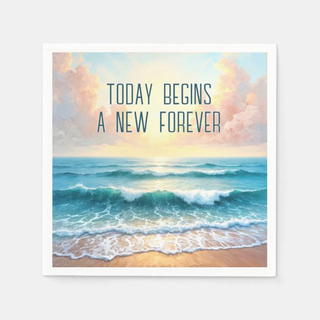 Wedding Day Morning Seascape Napkins (Front)