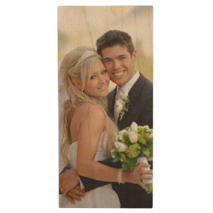 Wedding Day Name and Date Photo Storage Wood Flash Drive