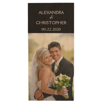 Wedding Day Name And Date Photo Storage Wood Flash Drive by Hot_Foil_Creations at Zazzle